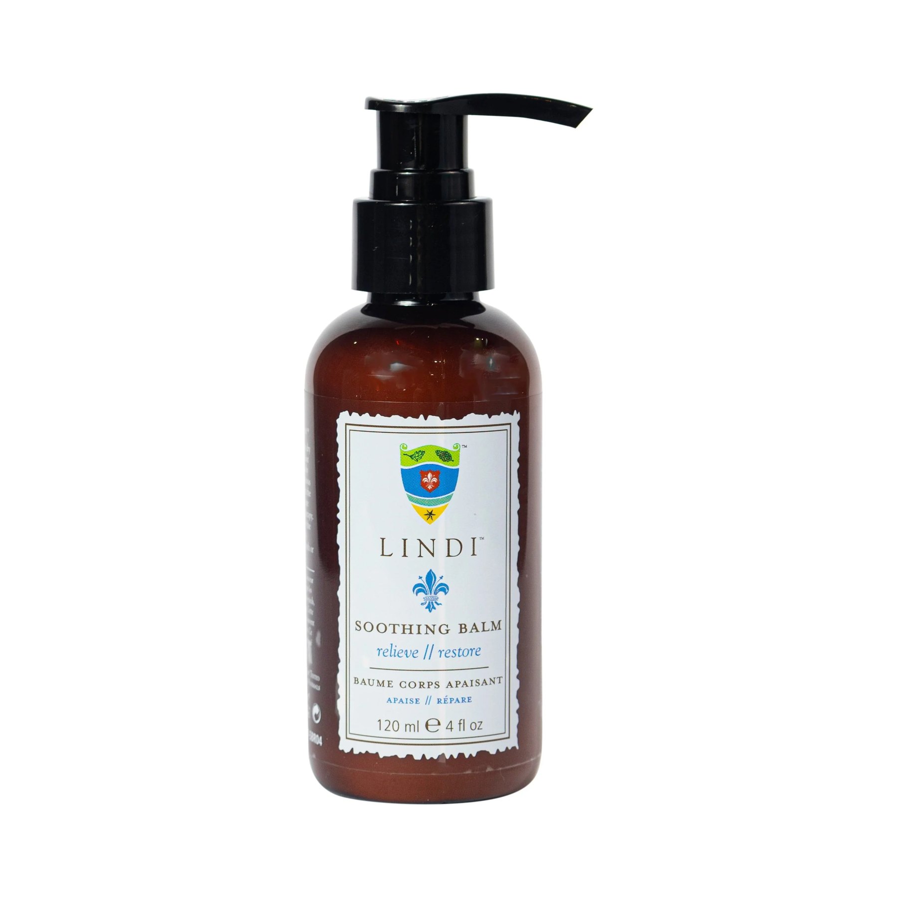 Lindi Soothing Balm pump bottle against a white background.